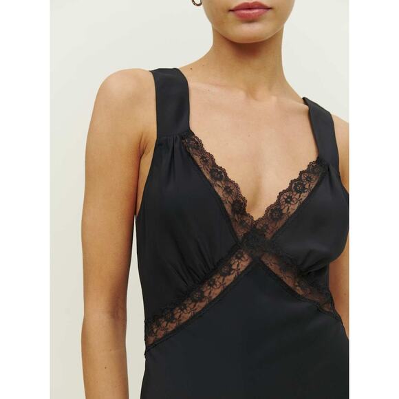 Reformation Provence Silk Dress Black - S - Picture 4 of 6